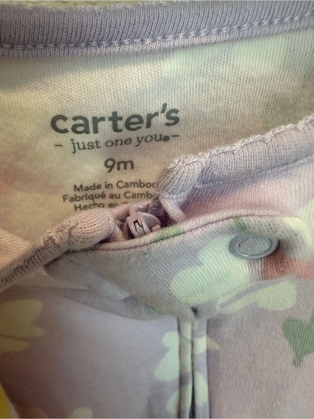 Carter's Girls Fruit Print Footed One-Piece Sleepers - Peach, Lemon & Lavender